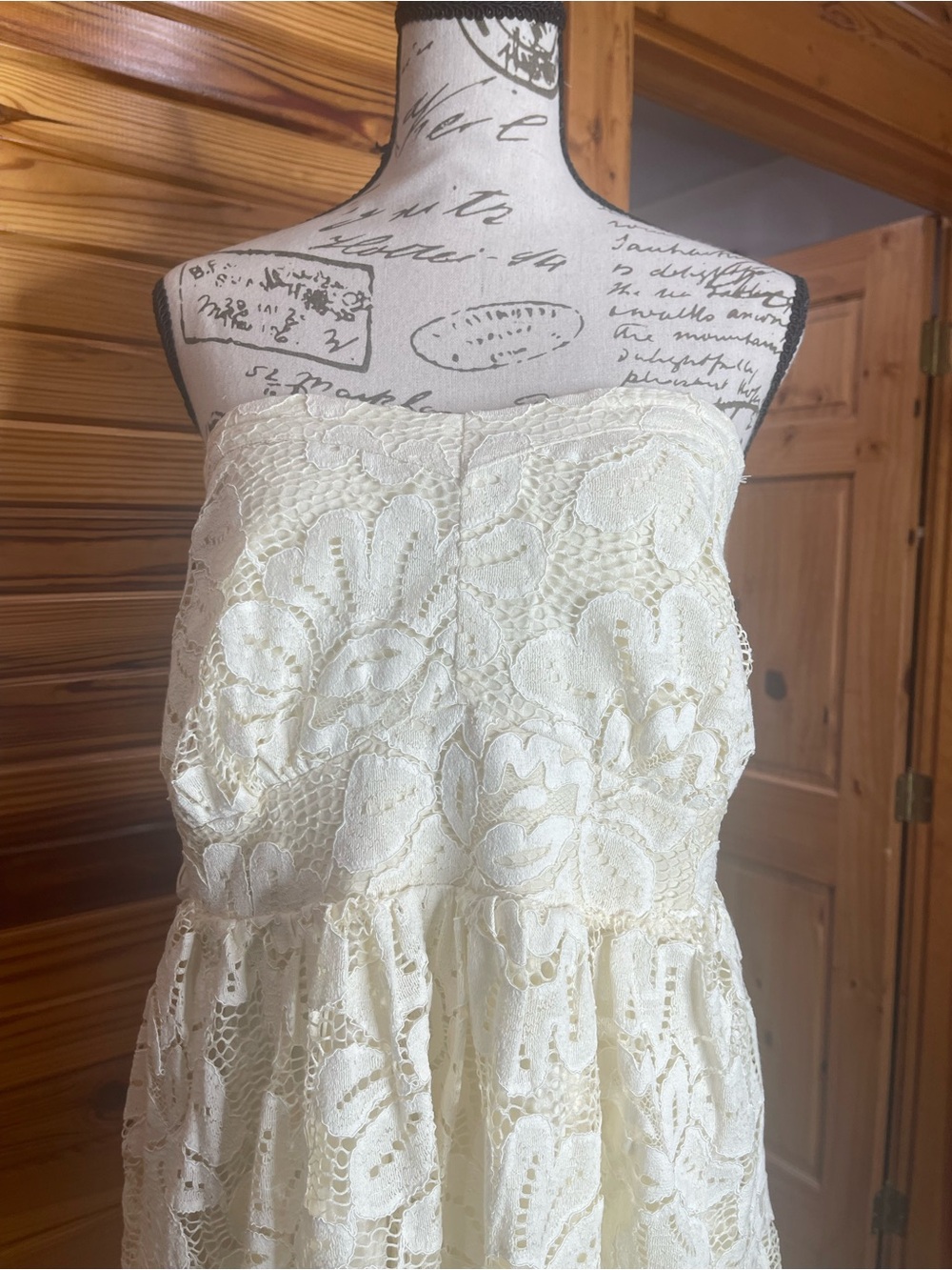 Anthropologie Ivory Lace Strapless Sundress